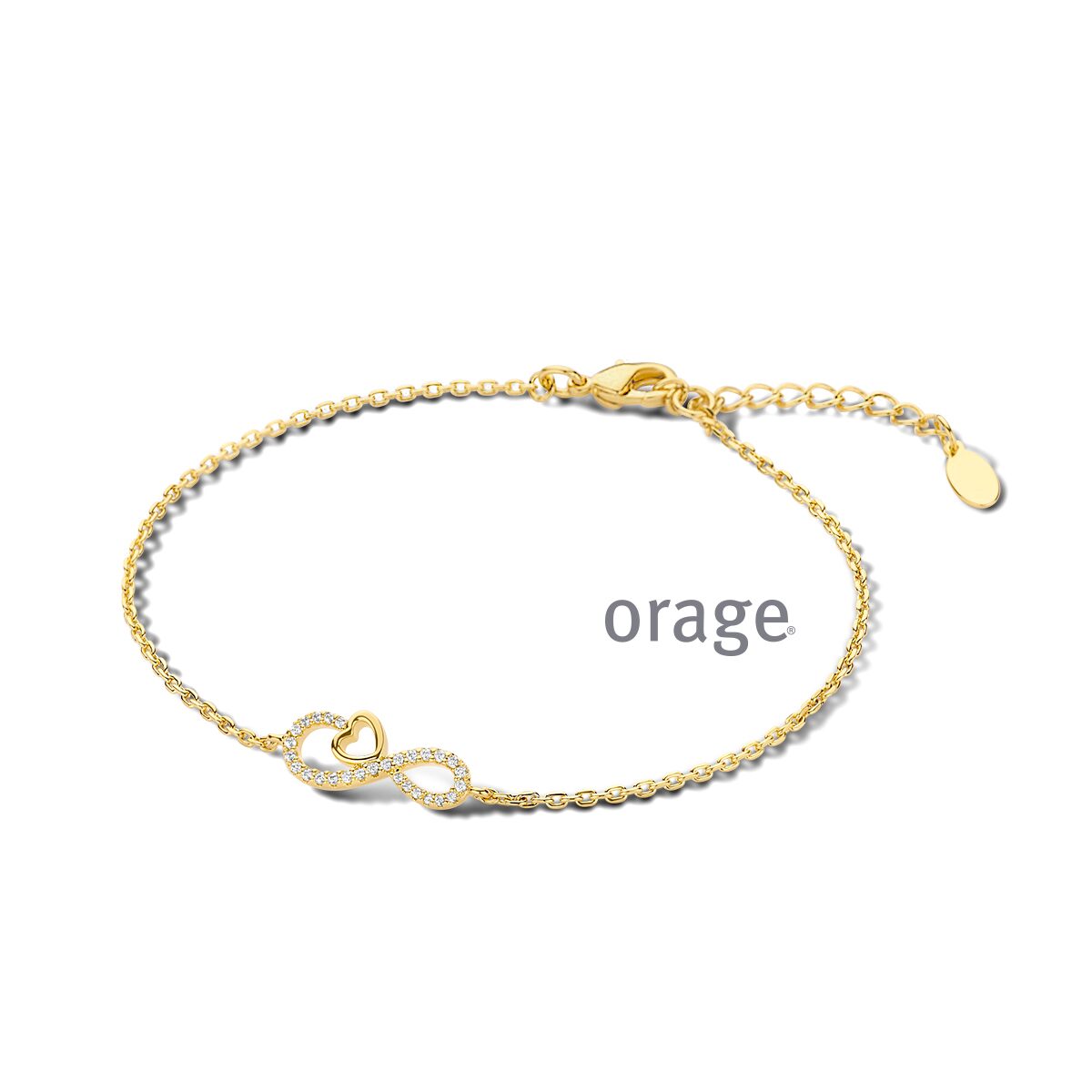 Orage armband hart infinty verguld geel zirconium