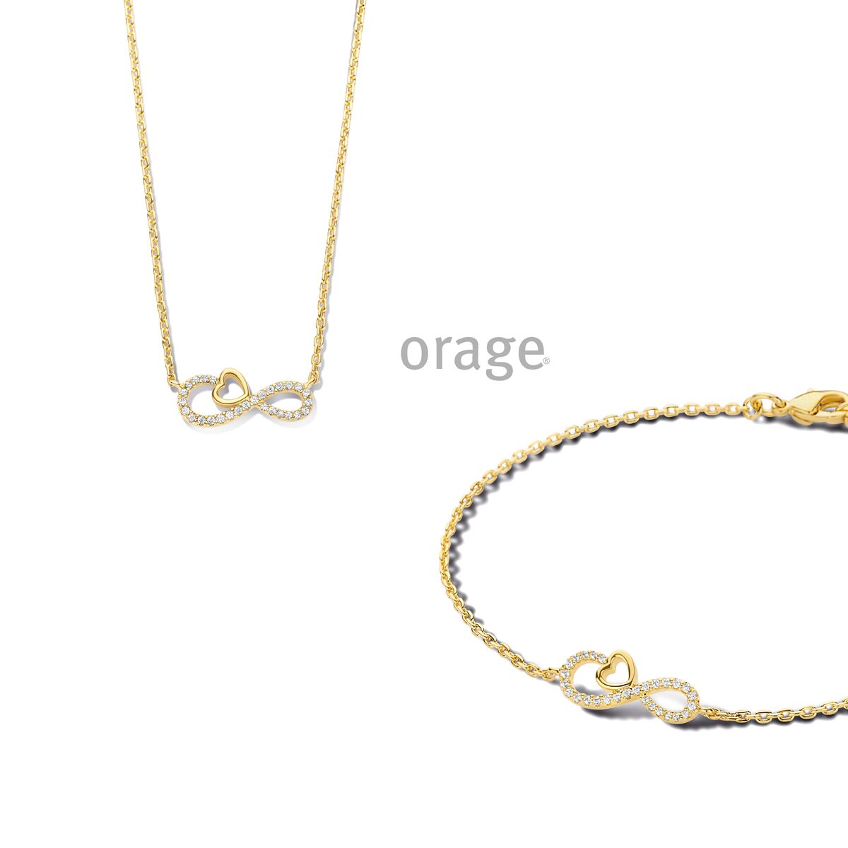 Orage armband hart infinty verguld geel zirconium