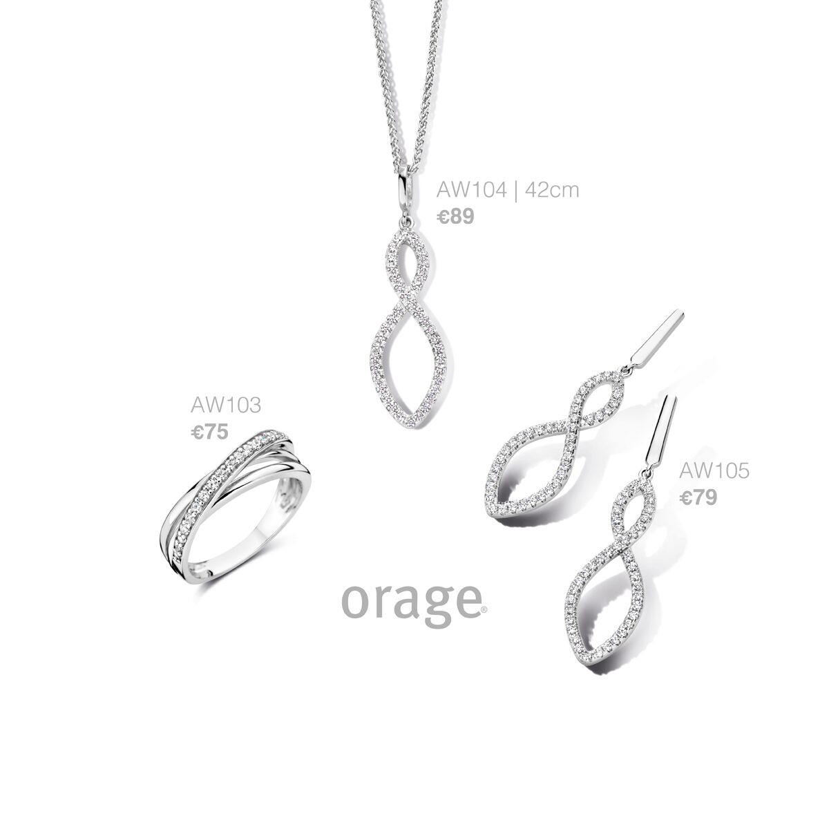 Orage ketting AW104 zilver zirconium 
