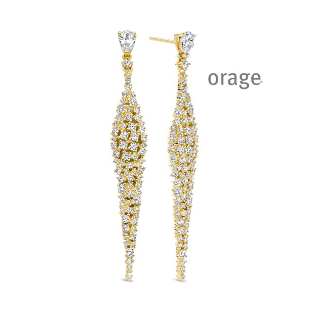 Aw184 Orage oorringen vergulde geel zirconium