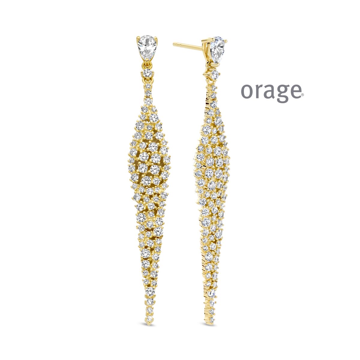 Aw184 Orage oorringen vergulde geel zirconium