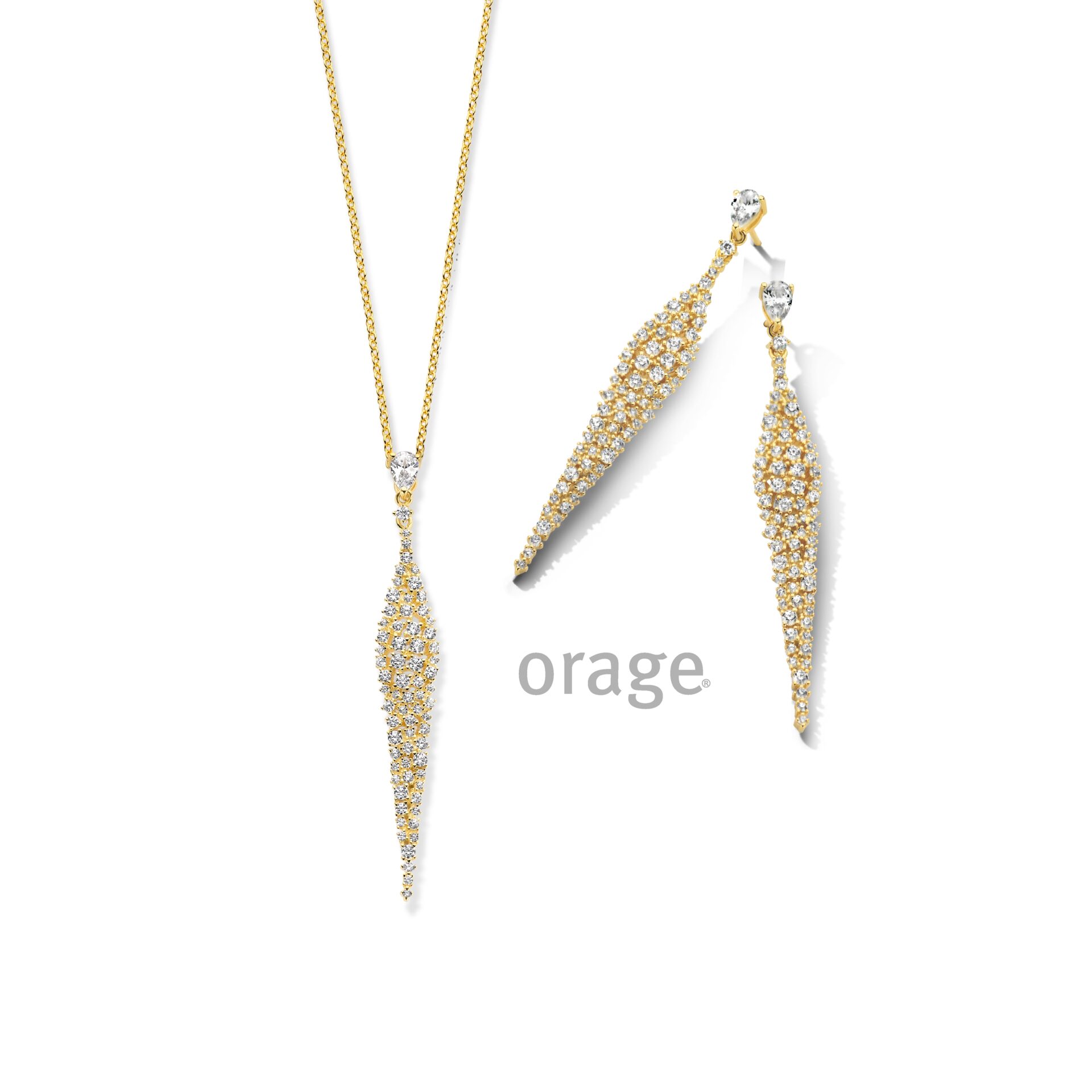 Aw184 Orage oorringen vergulde geel zirconium