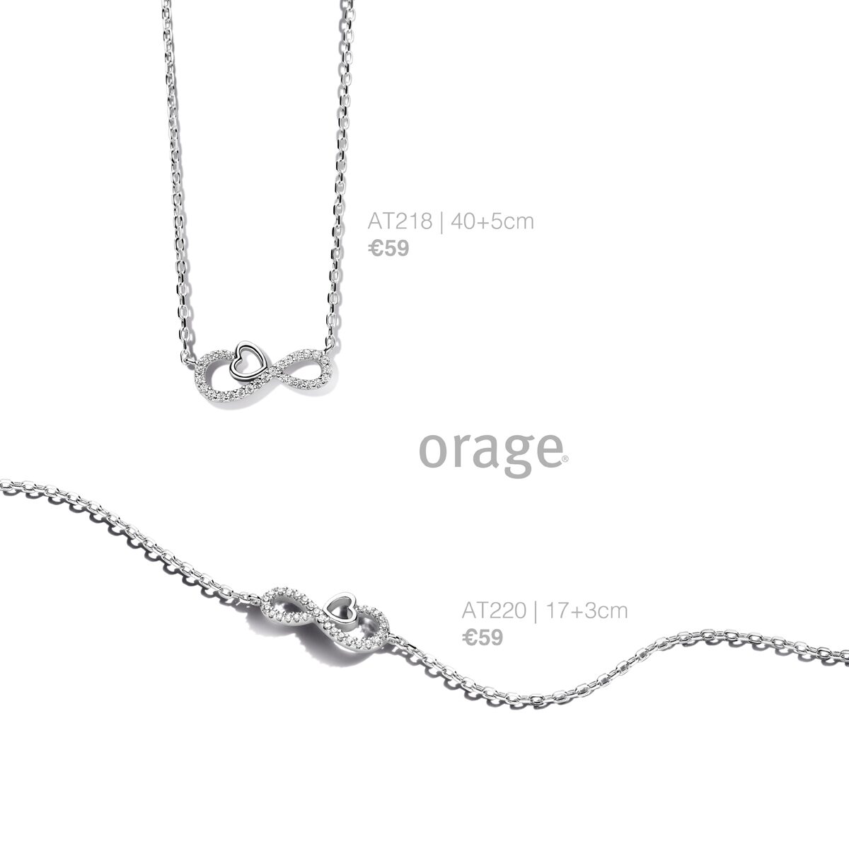 Orage armband hart infinty zilver zirconium