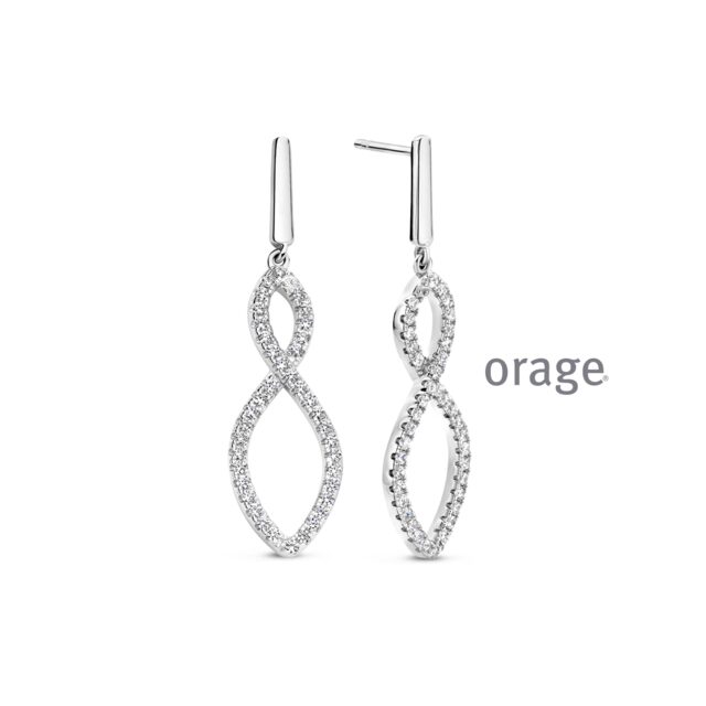 Orage oorringen AW105 zilver zirconium 