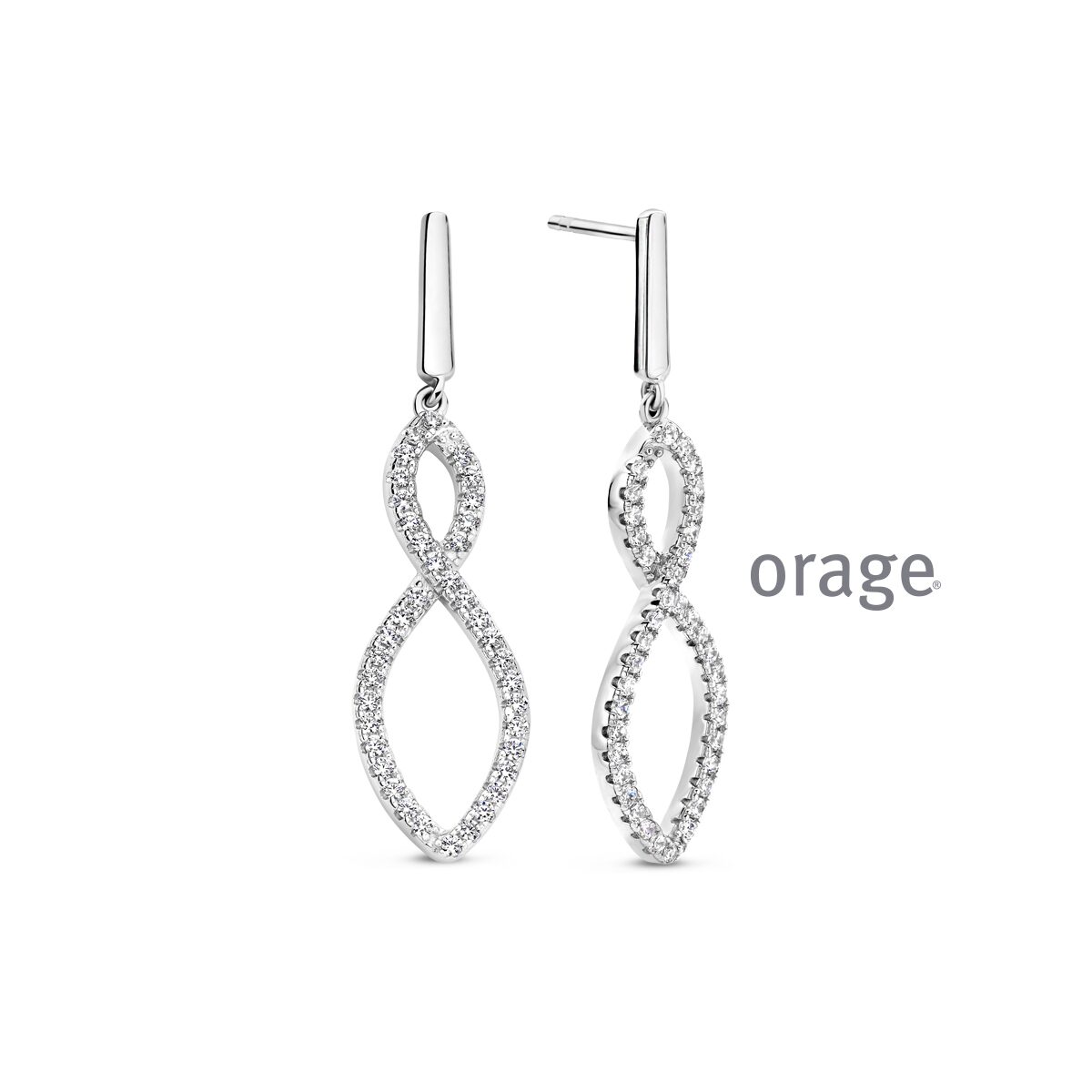 Orage oorringen AW105 zilver zirconium 