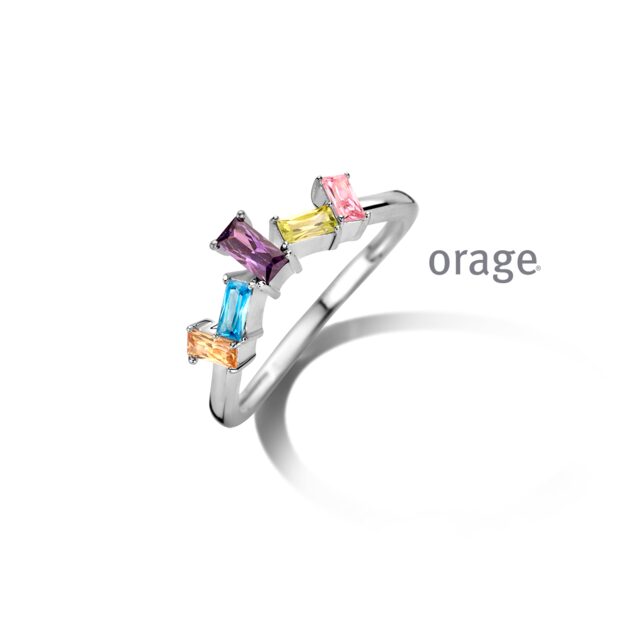 Orage ring zilver muticolor