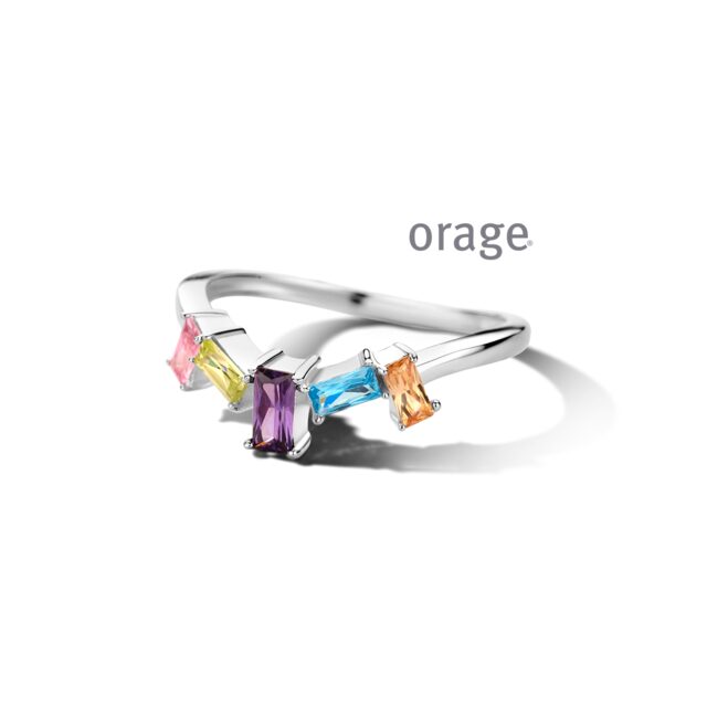 Orage ring zilver muticolor