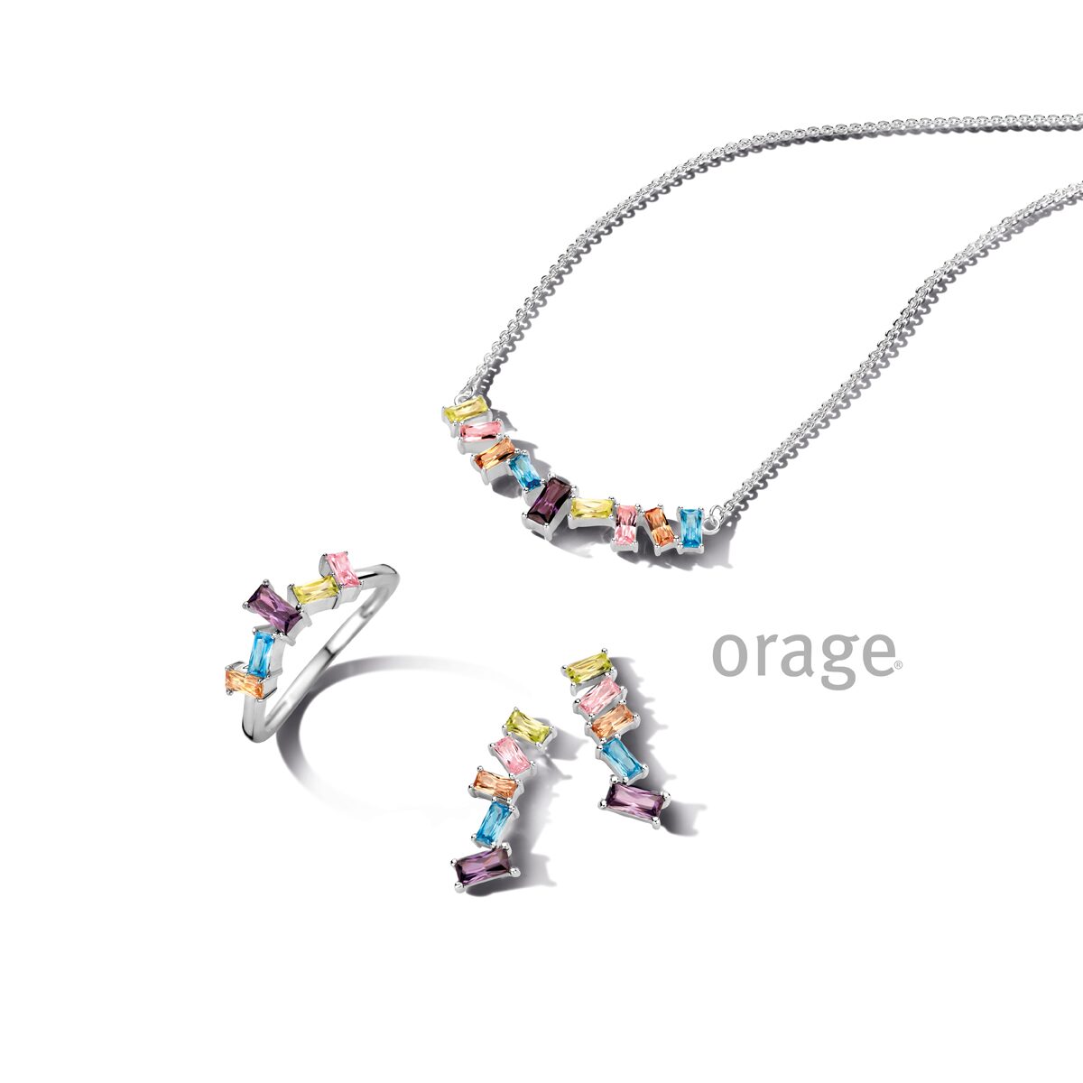 Orage ring zilver muticolor