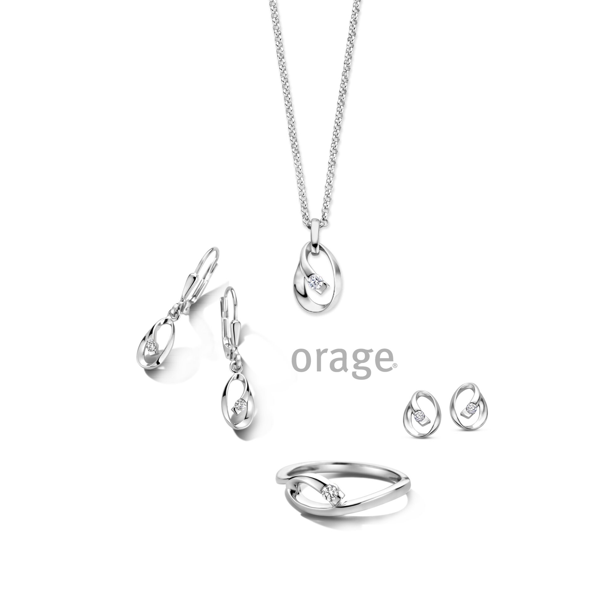 Orage oorringen AW166 zilver zirconium