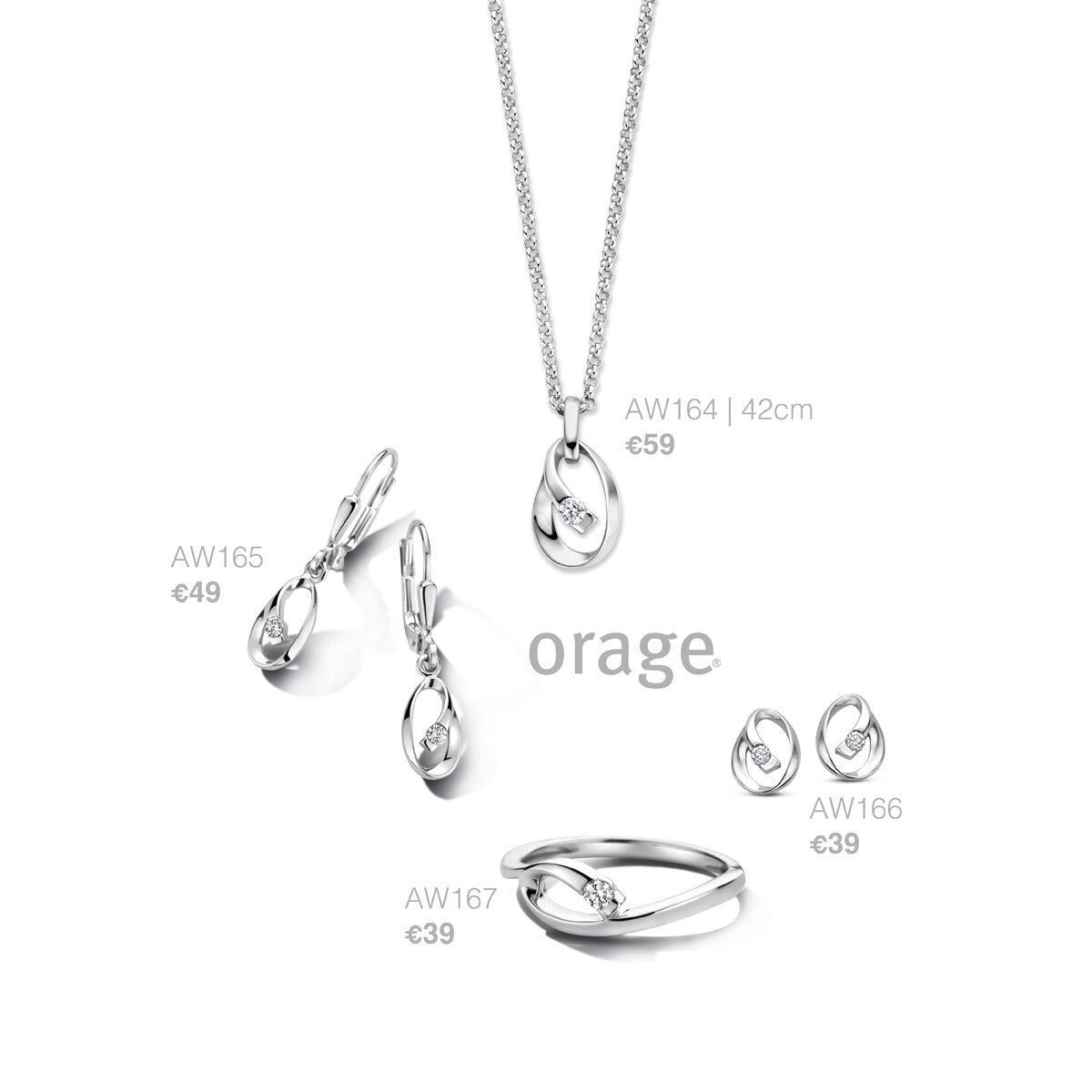 Orage oorringen AW166 zilver zirconium