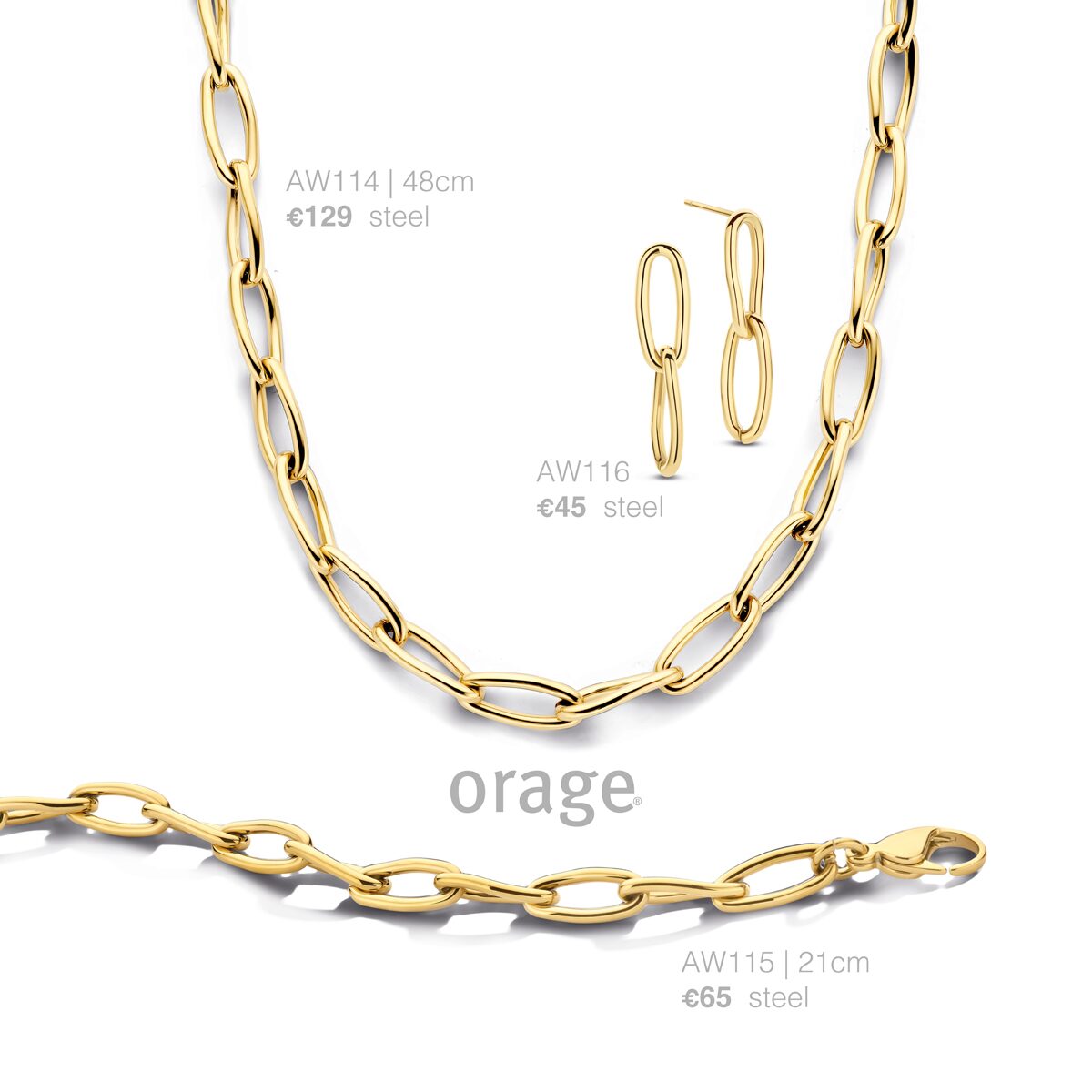 Orage ketting AW114 verguld geel