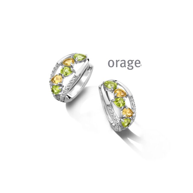 Aw158 Orage ooringen  peridot citrine