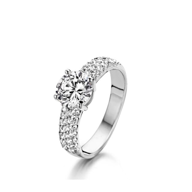 N3A16 Naiomy zilver ring gezet met zirconium