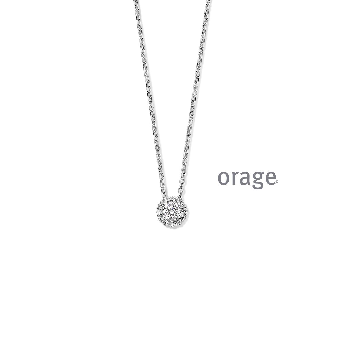 Orage ketting AW168 zilver zirconium 